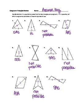 (vertical angles are congruent) (sum of triangle) Substitute (sum of triangle). . Congruent triangles worksheet 1 answer key